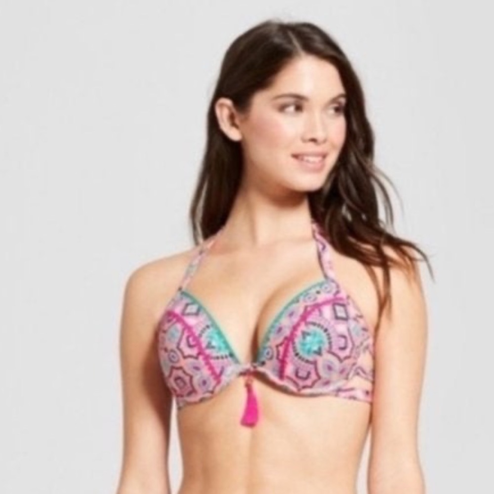 Shade & Shore Paisley Tassel Front Strappy Underwire Bikini Top, 36D